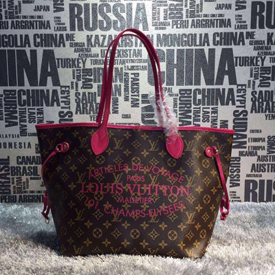 lv Neverfull 中號 M40940束口包桃紅色