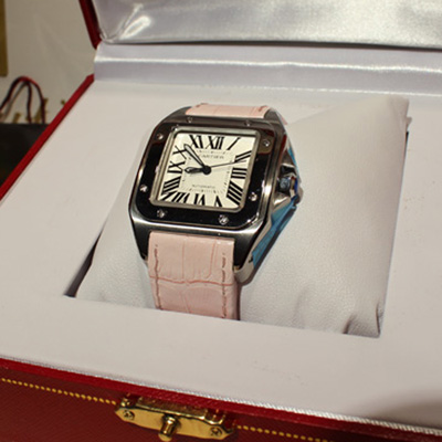 卡地亞 Cartier SANTOS系列 桑托斯銀面女表 W20126X8粉色
