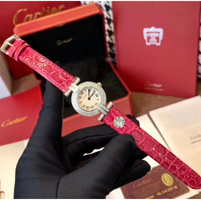 Cartier卡地亞手錶 小旋風鑲鑽鱷魚紋小牛皮腕表 認准獨家實拍細節 可配全套包裝發貨