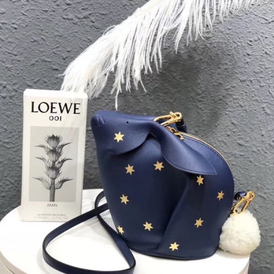 Loewe羅意威滿天星系列之 Bunny stars bag 特別版運用特色工藝，皮革鑲嵌六角銀星，非常時尚個性！大小來得剛剛好，尺寸18*16.5*13cm。上身顯精緻，日常出門裝備口紅粉餅，鑰匙還有大家最在意的plu