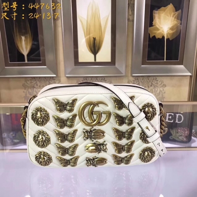 【GUCCI-古馳】十年打造專業GUCCI 市場頂級獨家控貨，專櫃品質 採用進口牛皮，原廠五金！精緻做工。 獨家實物拍照 品質如圖可見 。款號：447632。尺寸：24*13*7