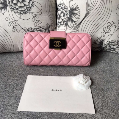 Chanel 2016春夏新款 玳瑁扣長款皮夾手拿包 適合各種場合 采用進口小羊皮 尺寸：27.5*14