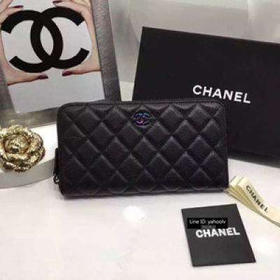 Chanel新專櫃新款單拉鍊錢包 進口原版胎牛皮 彩色五金 尺寸19* 型號：A0657