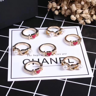 實拍 高端制定 奢華大牌Chanel香奈兒2017年早春新款 菱格紋CC愛心COCO戒指