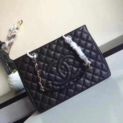 Chanel 【GST】 Shopping bag 50995原單進口魚子醬雙隔層 時尚菱格經典系列 純鋼鍍18k五金size：33*14*24