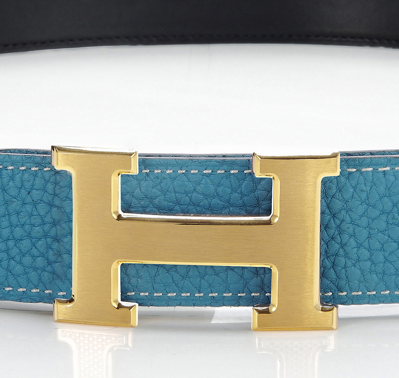 H1406 Hermes 寸三原版皮皮帶中藍色配拉斯金 愛馬仕皮帶
