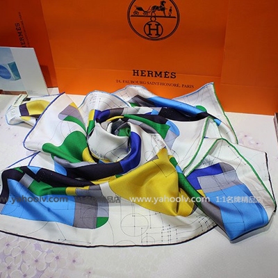新款Hermes愛馬仕斜紋將軍圖案絲巾 Hermes大方巾圍巾GK500851590-1-C