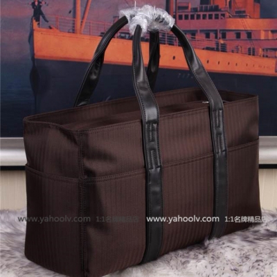Hermes 愛馬仕 獨傢發售，進口佈料男士旅行包 3651 黑色、深棕
