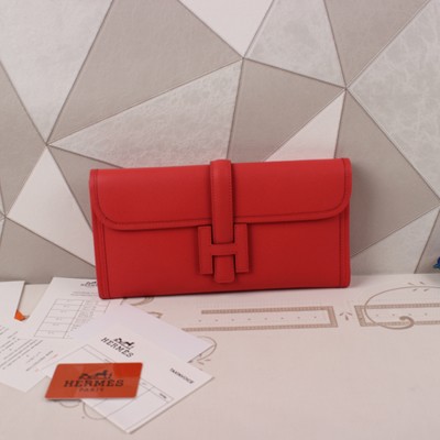 Hermes皮夾 熱銷經典款 原版掌紋 愛馬仕長款皮夾 手拿包 1053-紅色