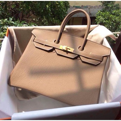 Hermes 愛馬仕Birkin35CM鉑金包金扣原版皮女士手提包 H69800