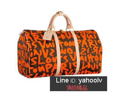 lv m42430 限量橘色塗鴉Keepall 50波士頓手提包 旅行袋 09年早春款