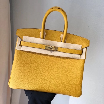 Hermes愛馬仕 小尺寸 birkin25cm 9D琥珀黃 原廠epsom皮 金扣 全手工