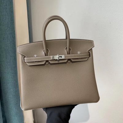 Hermes愛馬仕 ck18大象灰 birkin25cm 原廠epsom皮 金扣 銀扣 全手工