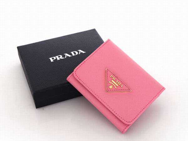 801762-粉紅 Prada 普拉達女士三角+字短款錢包