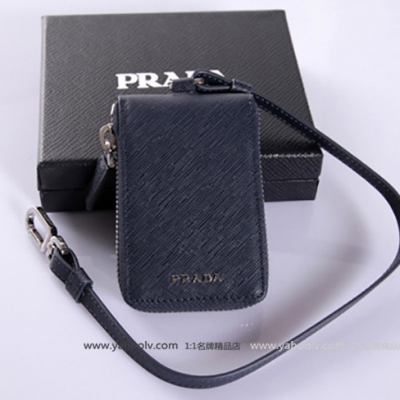 2014最新款 普拉達Prada 高端皮質的拉鏈鑰匙包 BKL1382寶藍