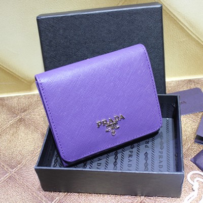 Prada女士皮夾 普拉達Saffiano牛皮短款皮夾 1M0176紫色