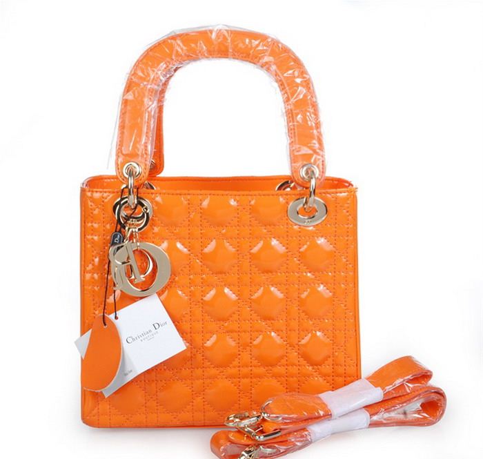 30157-橙光 Dior漆皮戴妃包 斜挎手提女士包
