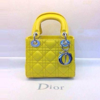 Dior 迪奧 Lady Dior MINI 三格迷你戴妃包 ZB4551檸檬黃