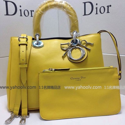 新款迪奧Dior 高貴典雅 意大利牛皮 手提單肩女包 KP0902-黃色