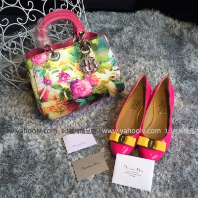 Dior迪奧 新款 獨傢上市 花卉佈包手提包 4561紅