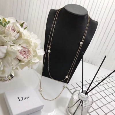 Dior 迪奧 項鍊首飾 2017專櫃新品 潮人們專櫃每一季新品都要入！施華洛水晶珍珠 正品黃銅材質！