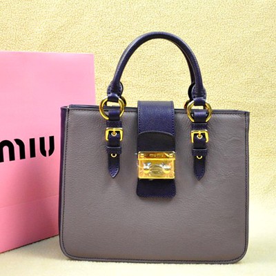 2014新款miumiu 繆繆 羊皮包單肩手提女包  0794深紫配淺紫