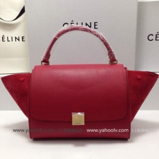 2014年 celine賽琳最新拼色千秋包 原版皮時尚優雅手提單肩包 88037紅色 終於降價啦