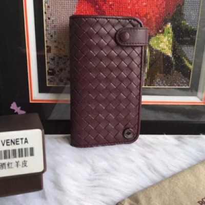 Bottega Veneta273170，原版羊皮編織，42卡位旋轉卡包，酒紅 琥珀綠，尺寸15.5Cmx9.5Cmx2.5Cm