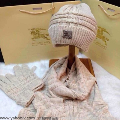 巴寶莉Burberry冬季保暖套裝100%羊毛圍巾帽子手套 86015499