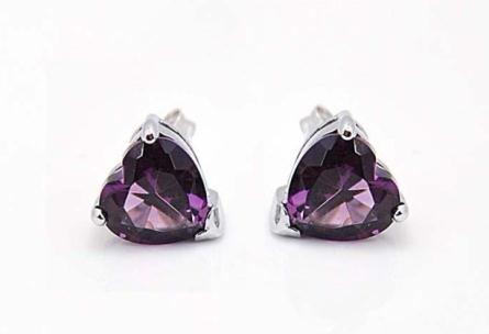 愛心紫色水晶耳釘