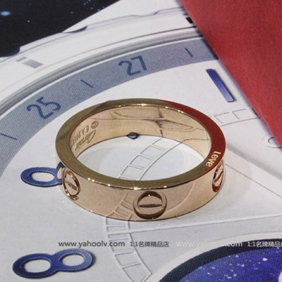 Cartier戒指 卡地亞鈦鋼窄版0.5螺絲玫瑰金戒指情侶款指環 86015628