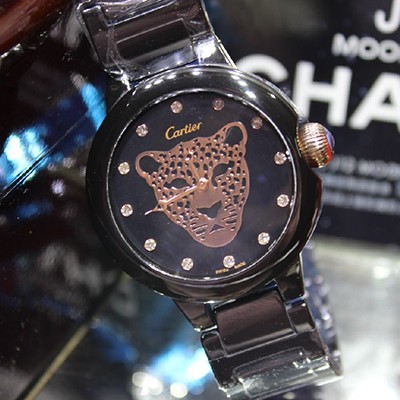 卡地亞Cartier時尚豹頭陶瓷情侶腕表 進口石英表 CA039
