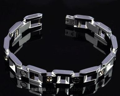 貝克漢姆14k金螺絲釘 白金色有鑽 鈦鋼手環