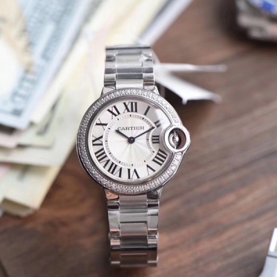 Cartier卡地亞手錶 新品～頂級33mm氣球 單圈鑲鑽 最高鑲鑽工藝（純手工） 316L精鋼 藍寶石鏡面 瑞士157石英機芯