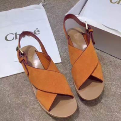 Chloe 17ss最新涼鞋 鞋面非常簡約，交叉設計水台原版複刻！7.5cm跟高，黑色皮面，橘色/杏色反絨面，做工來一次新逆襲！碼數35-40
