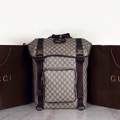 2014 Gucci古馳新款光膠配啡男包 雙肩包 旅行背包 246321啡