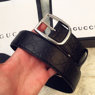 Gucci古馳皮帶 原單正品 3.8cm海外原單貨，歐洲進口面料，精品銅扣與正品零距離接觸，手工縫線完美工藝，雙面頭層牛皮+雙G互扣式帶扣 給你不一樣的視覺效果，高端客戶入