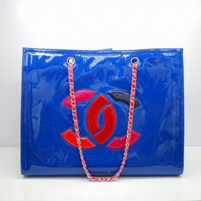 30165   chanel香奈兒 Lipstick系列春夏新款藍色漆皮大號原版皮 時尚包包