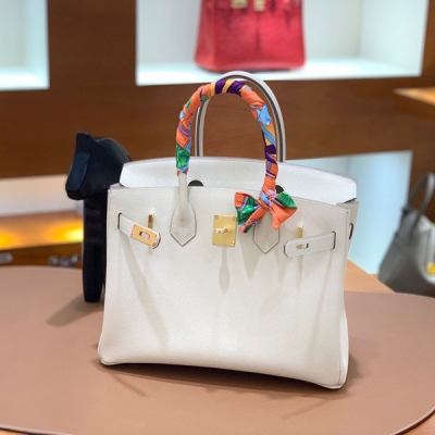 HERMES愛馬仕 Epsom 奶昔白 Birkin 30 金扣