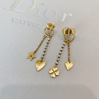 Dior迪奧 多元素耳環 CD四葉草愛心星星水鑽！高級定制。