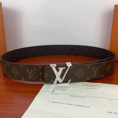 LOUIS VUITTON LV路易威登 皮帶 雙面腰帶以標誌性的暗色釕古銀Initiales搭扣搭配全新Monogram Eclipse帆布。展現細膩的品牌特質
