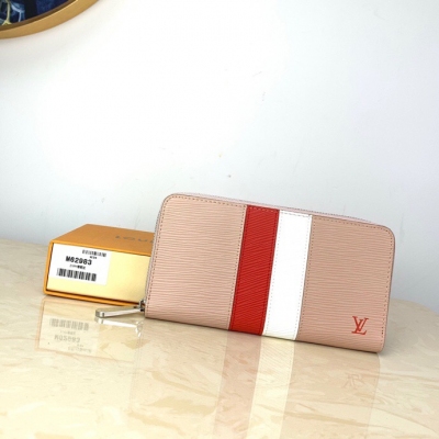 LOUIS VUITTON LV 路易威登 M62983 粉色 ZIPPY 錢夾 由Epi皮革面料裁制而成、內部設計精巧獨特、經典設計之一, 這款錢夾以 Damier 可裝紙幣, 信用卡, 小零錢和證件等。19x10cm