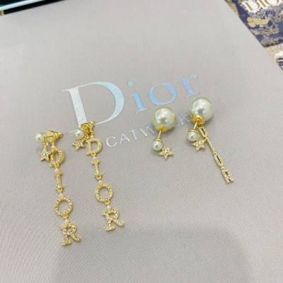 Dior 迪奧 字母星星珍珠耳環 高級定制