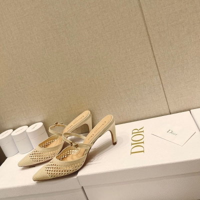 Dior迪奧 2021新品專櫃主打尖頭鏤空穆勒涼鞋，頂級品質，復古又時髦！鞋面特定羊京網面，內裡進口羊皮裡，原版義大利真皮大底，跟高6.5cm，碼數35-39（40/41訂做)