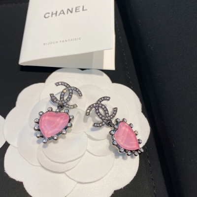 Chanel香奈兒 粉寶石耳環 公主的愛心寶石 2021ss秋冬高級手工坊城堡系列