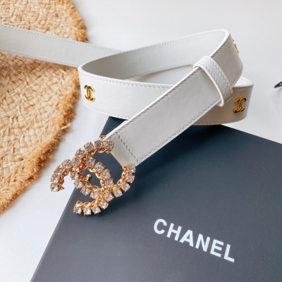 Chanel香奈兒 小香早春新款 CC標誌 羊皮cc金色金屬字母 腰帶 3.0mm精品 奢華典雅