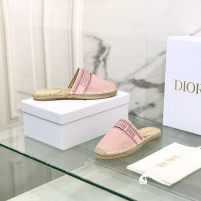 Dior迪奧 漁夫鞋系列2021新款電繡系列，鞋面是高版本立體電繡，鞋底以繩編等傳統精湛工藝純手工製作，是一款標誌性的夏日單品，專櫃同步，原版定制，Size：35-39（34/40/41/42定做）半拖/漁夫