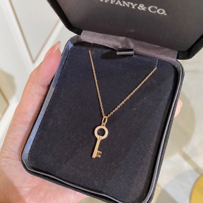 Tiffany&Co蒂芙尼 鑰匙項鍊，鑰匙項鍊一直都是T家代表性的珠寶，總有一把鑰匙可以打開你的心門而T家設計師用鑰匙打開了女人的心門，tif keys象徵光明的未來，指引人們通向客觀與希望。小件公主風鎖骨鏈，被買手稱之為永遠不會選錯的珠寶