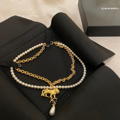 Chanel香奈兒 2022 小獅子珍珠項鍊 復古不浮誇 一整個美住 雙層珍珠設計 獅子座女生的快樂