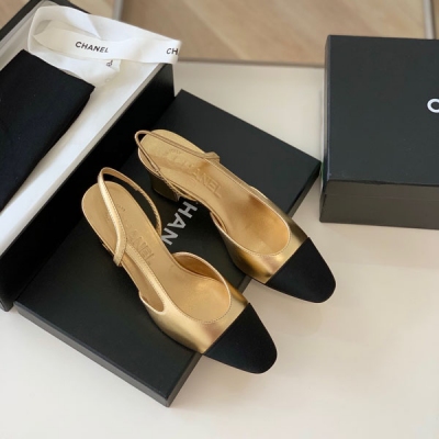 Chanel香奈兒 經典slingback 新顏色後空涼鞋芭蕾舞鞋，再次精細copy，發現新版面的鞋麵線條和形體舒適度都做了微調，鞋面進口小羊皮材質，進口胎牛皮，義大利進口牛皮革鞋底，size:35-39（40定制）